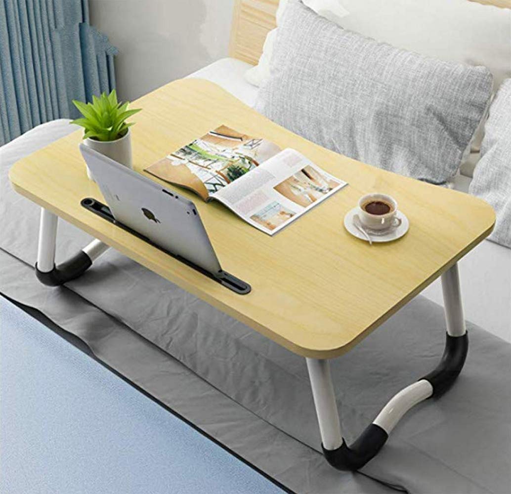 Large Foldable Bed Tray Lap Desk,Portable Lap Desk with Tablet & Phone Slots Perfect for Watching Movie on Bed Or As Personal Dinning Table