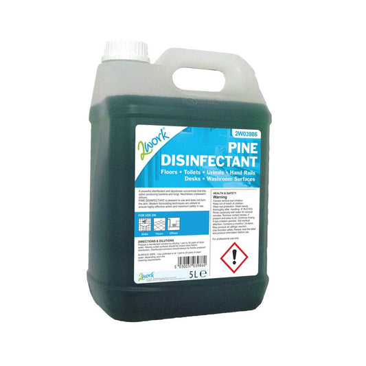 2Work Disinfectant and Deodoriser Fresh Pine 5 Litre Bulk Bottle Single