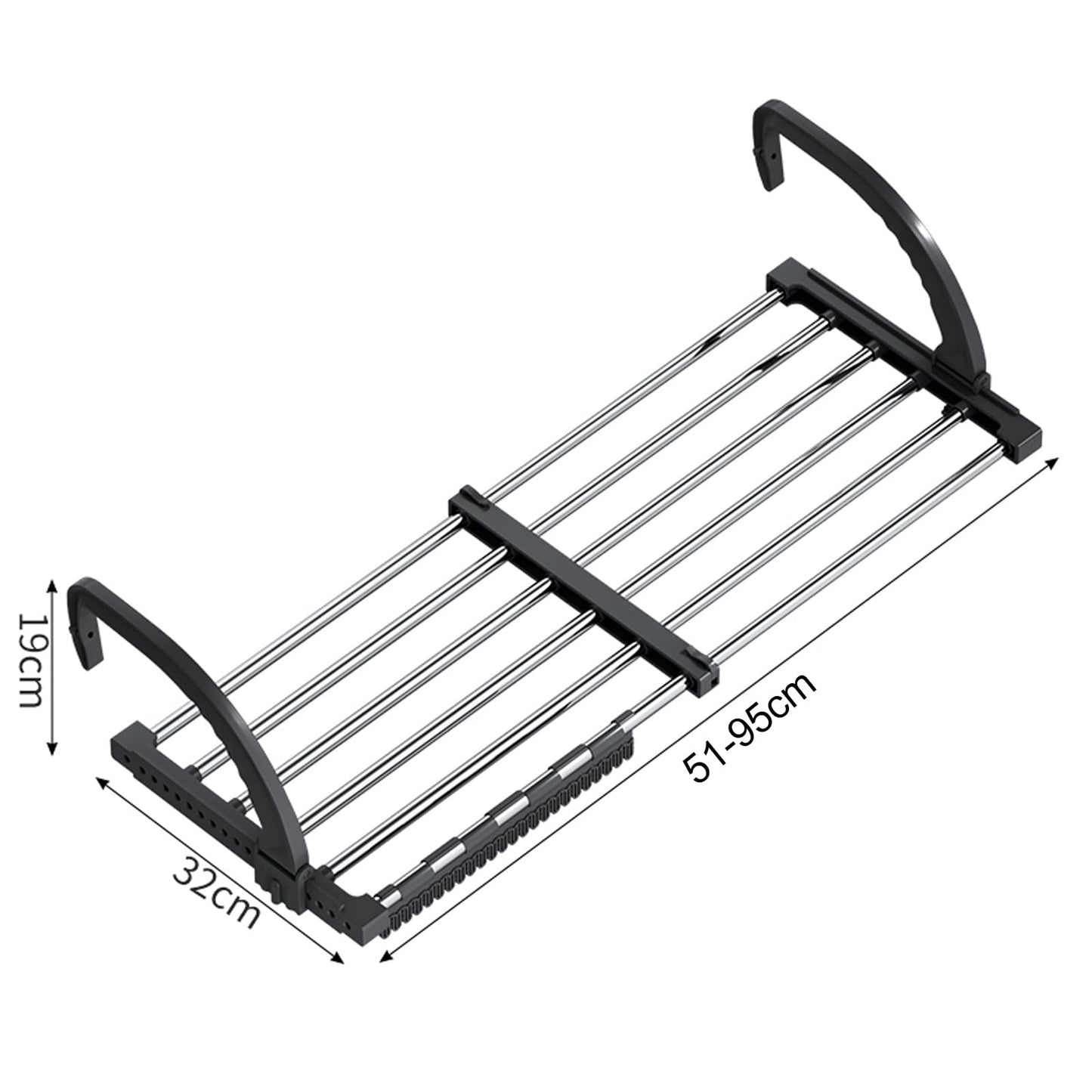 ANEWSIR Radiator Clothes Airer Clothes Drying Rack, Stainless Steel Extendable Foldable Airer Indoor (51-95 cm), Wind-proof Socks Hanger Rack Included. 51-95cm