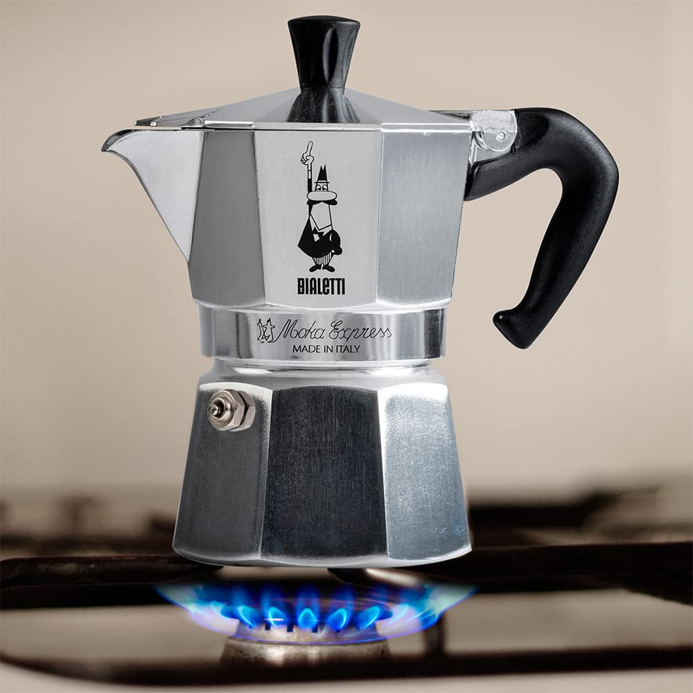 Bialetti Moka Express Aluminium Stovetop Coffee Maker (2 Cup), 8x11x11 cm, Silver 2 Cups