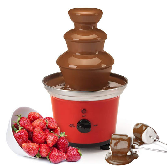 Global Gourmet Belgian Chocolate Fountain Fondue Large Set | 500ml Capacity Electric 3-Tier Machine with Hot Melting Pot Base | 2 Adjustable Settings and Keep Warm Function Standard