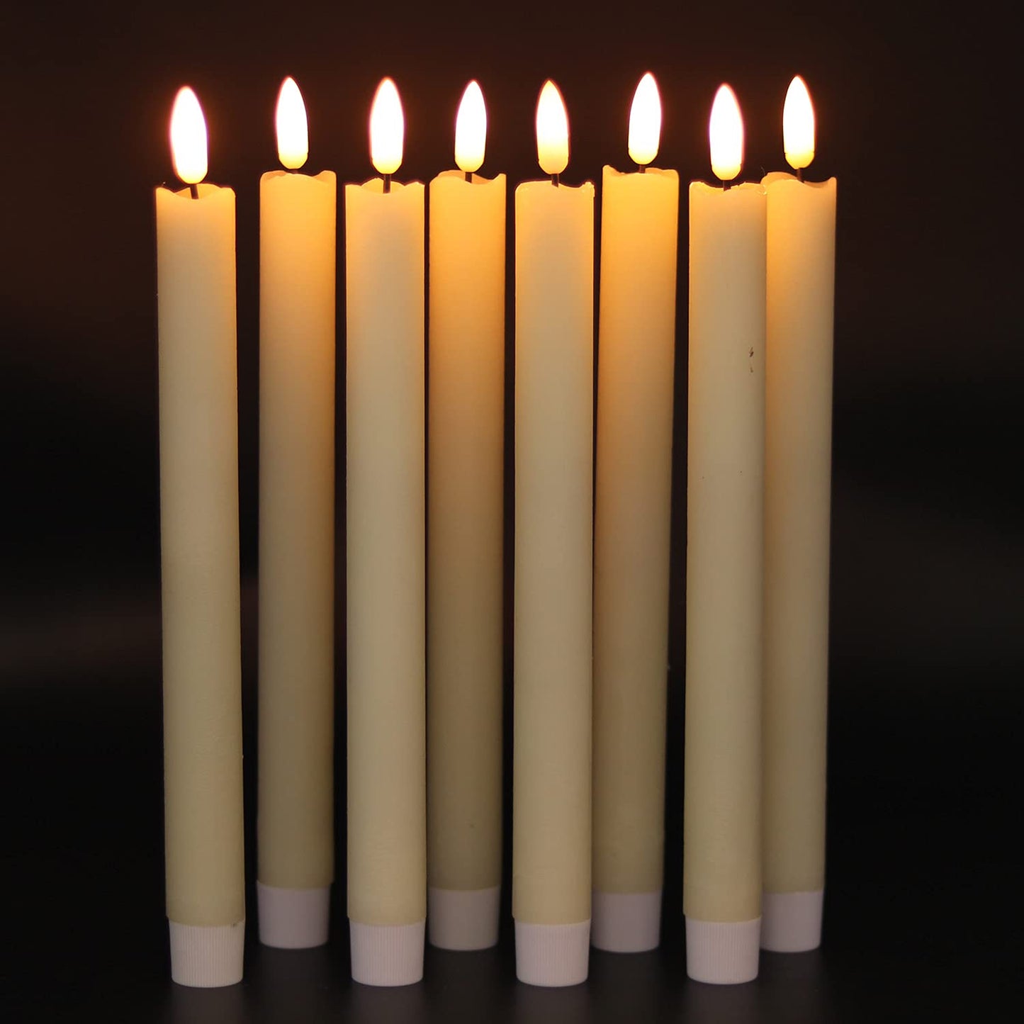 Eldnacele Flameless Ivory Taper Candles Flickering with 10-Key Remote, Battery Operated Led Warm 3D Wick Light Window Candles Real Wax Pack of 6, Christmas Home Wedding Decor(0.78 X 9.64 Inch) 3d Wick, Pack of 6, Ivory