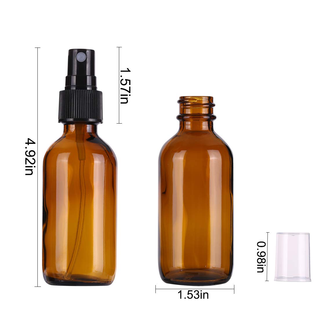 ALIFEIA 60ml Empty Amber Glass Spray Bottles for Essential Oils,Small Refillable Travel Fine Mist Spray Bottles,Homemade Cleaners and Aromatherapy with Fine Mist Dispenser(2 Pack) 2 Count (Pack of 1)