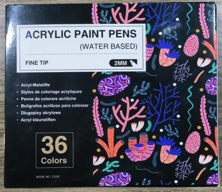 AKARUED 36 Acrylic Paint Pens for Rock Painting Kit: Marker Pens for Glass, Wood, Plastic, Canvas, Ceramic, Stone, Fabric, Gift Card, Easter Egg, DIY Crafts, Making Art Supplies