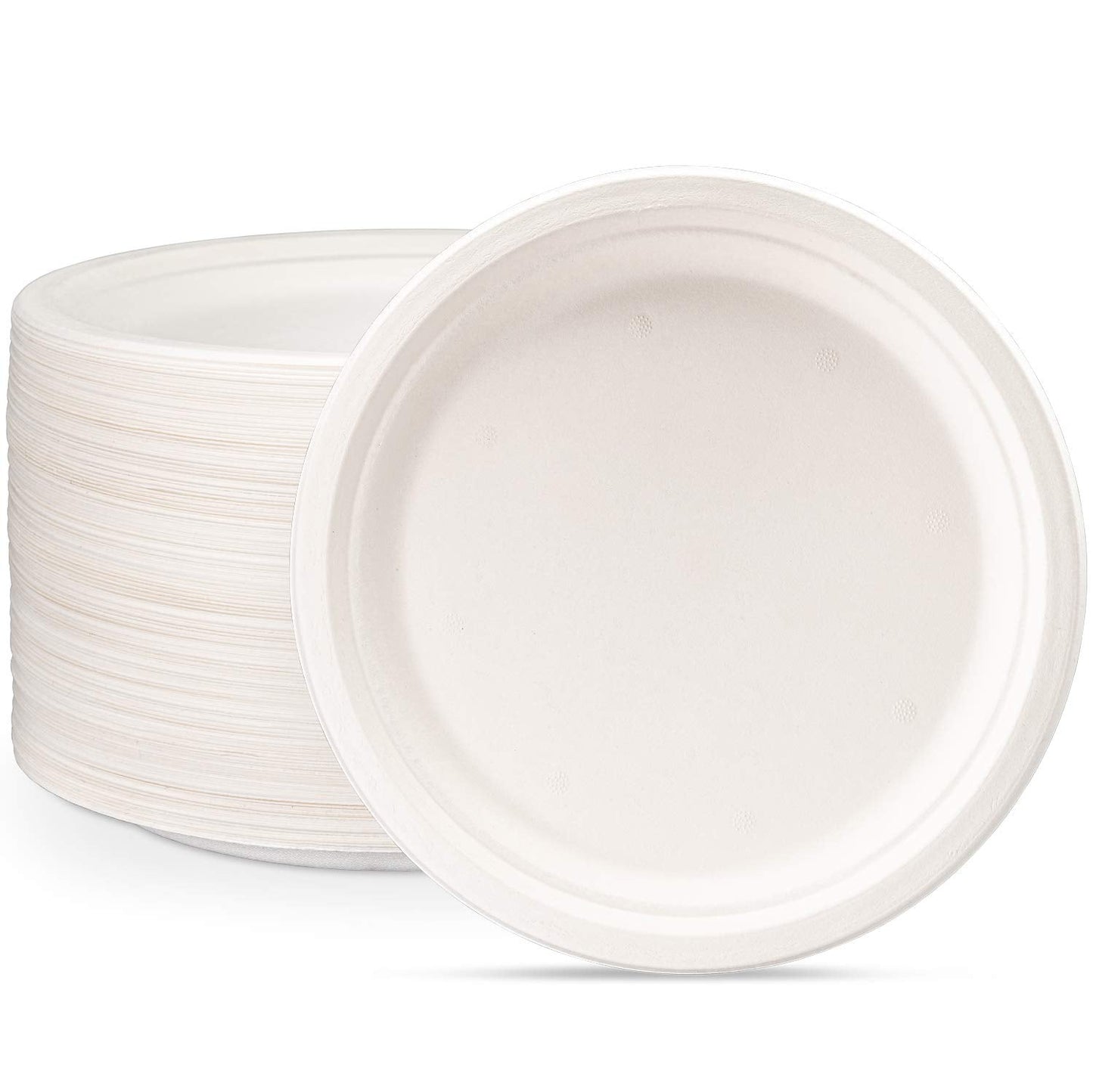 Comfy Package 100% Compostable 10 Inch Heavy-Duty Plates [125 Pack] Eco-Friendly Disposable Sugarcane Paper Plates