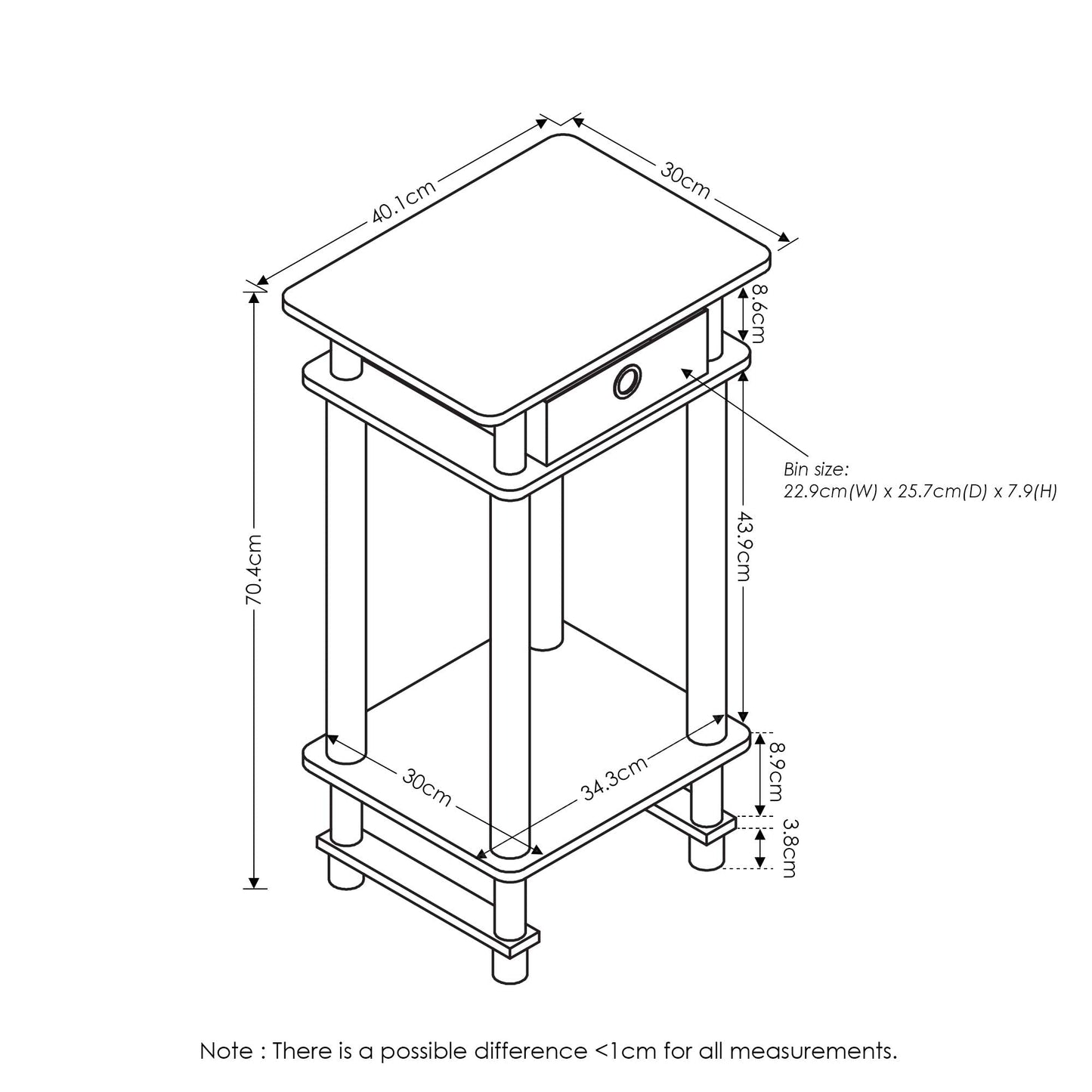 Furinno Turn-N-Tube 2-Pack Tall End Table, Side Table with Bin, Espresso/Brown