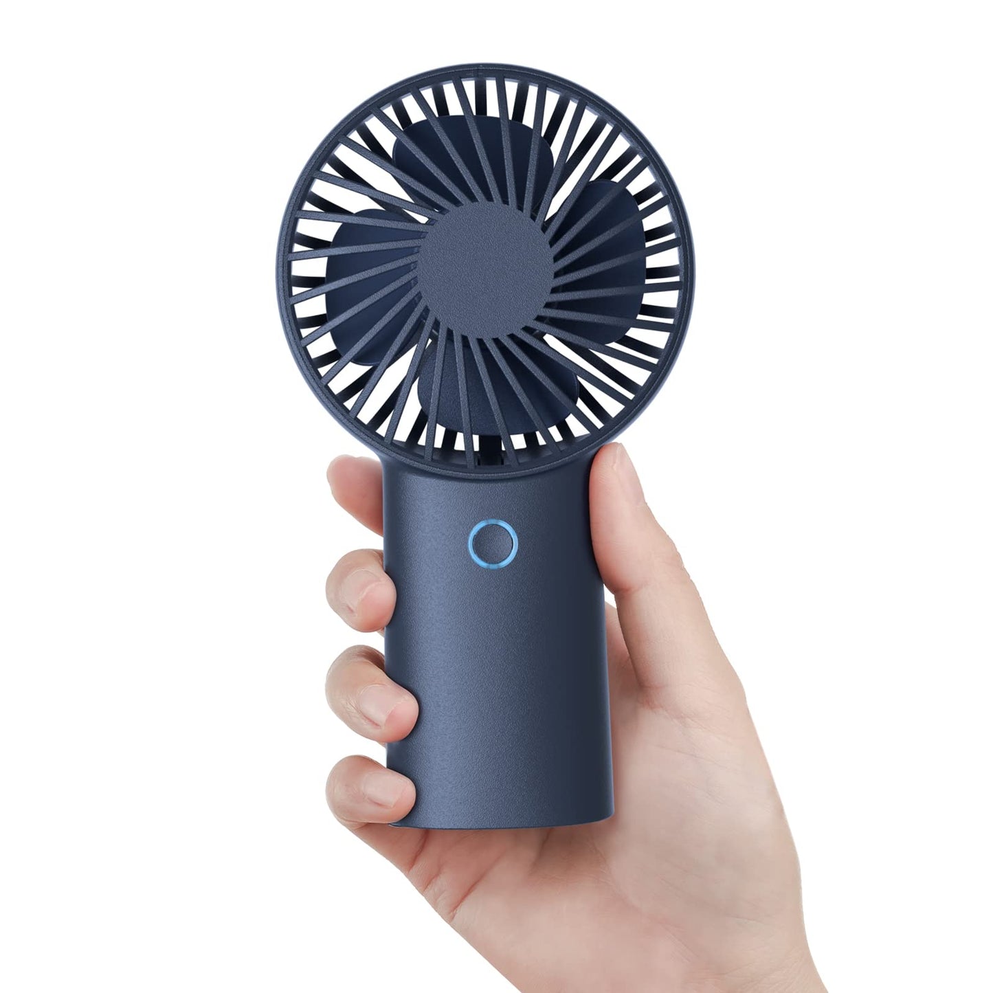 JISULIFE Handheld Fan, 4000mAh Portable Fan, Mini Hand Fan [5-20H Working Time] USB Rechargeable Small Personal Fan Battery Operated Hand Fan with 3 Speeds for Travel/Commute/Picnic/Office-Blue Blue