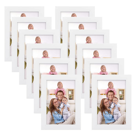 Giftgarden White 6x4 Photo Frames Pack of 12, Multi White 4 by 6 Photo Frames Bulk for Wall or Tabletop Display 4x6