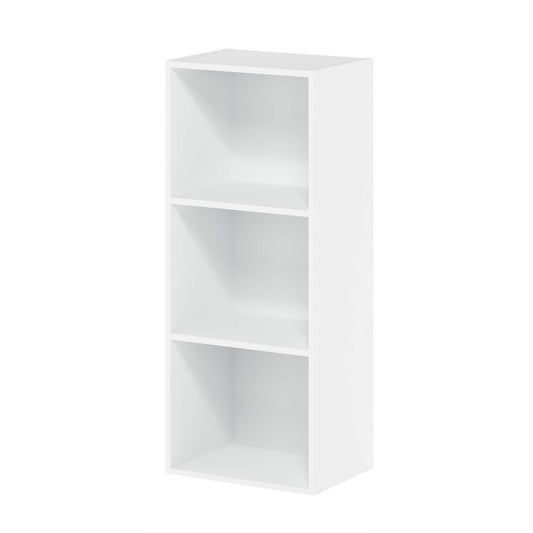 Furinno Pasir 3-Tier Open Shelf Bookcase, White 3-Tier Cube