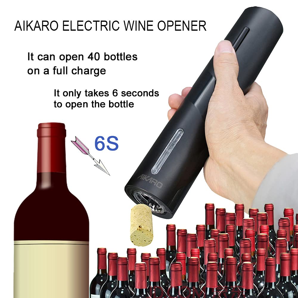 AIKARO Electric Wine Bottle Opener Automatic Electronic Corkscrew, Rechargeable (Set) Set, Rechargeable