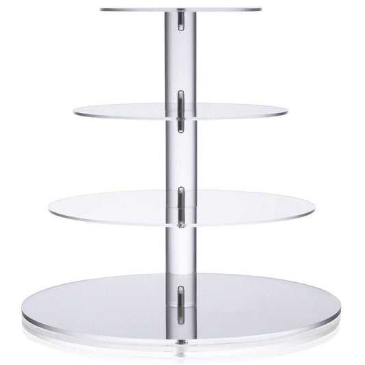 Cupcake Stand, ULIFEME 4 Tier Cake Stands, Round Acrylic Display Stands Cupcake Tower for Wedding, Birthday & Party, 6'' / 8'' / 10'' / 12'' Diameter Round Stand, 4 Inch Height, 4mm Thickness Acrylic