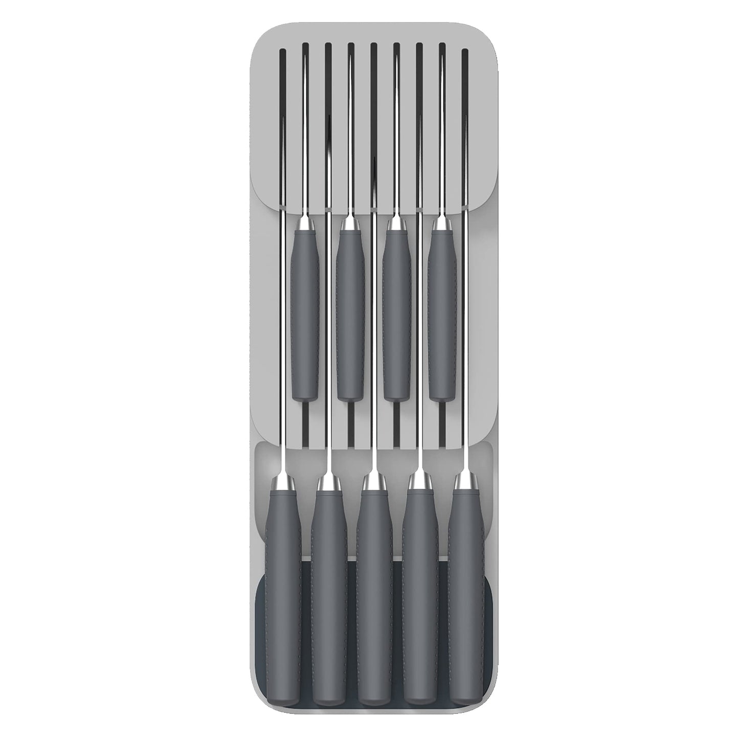 Joseph Joseph DrawerStore Knife Organiser, holds up to 9 knives, Kitchen Organisation & Drawer Storage – Compact, Grey