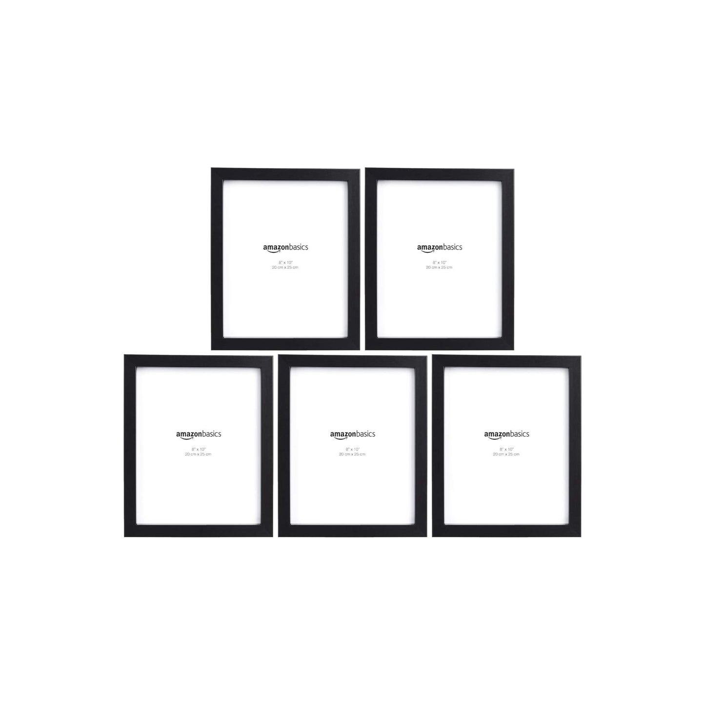 Amazon Basics Rectangular Photo Frame, 5-Pack, Black, 20 cm x 25 cm 20 x 25 cm