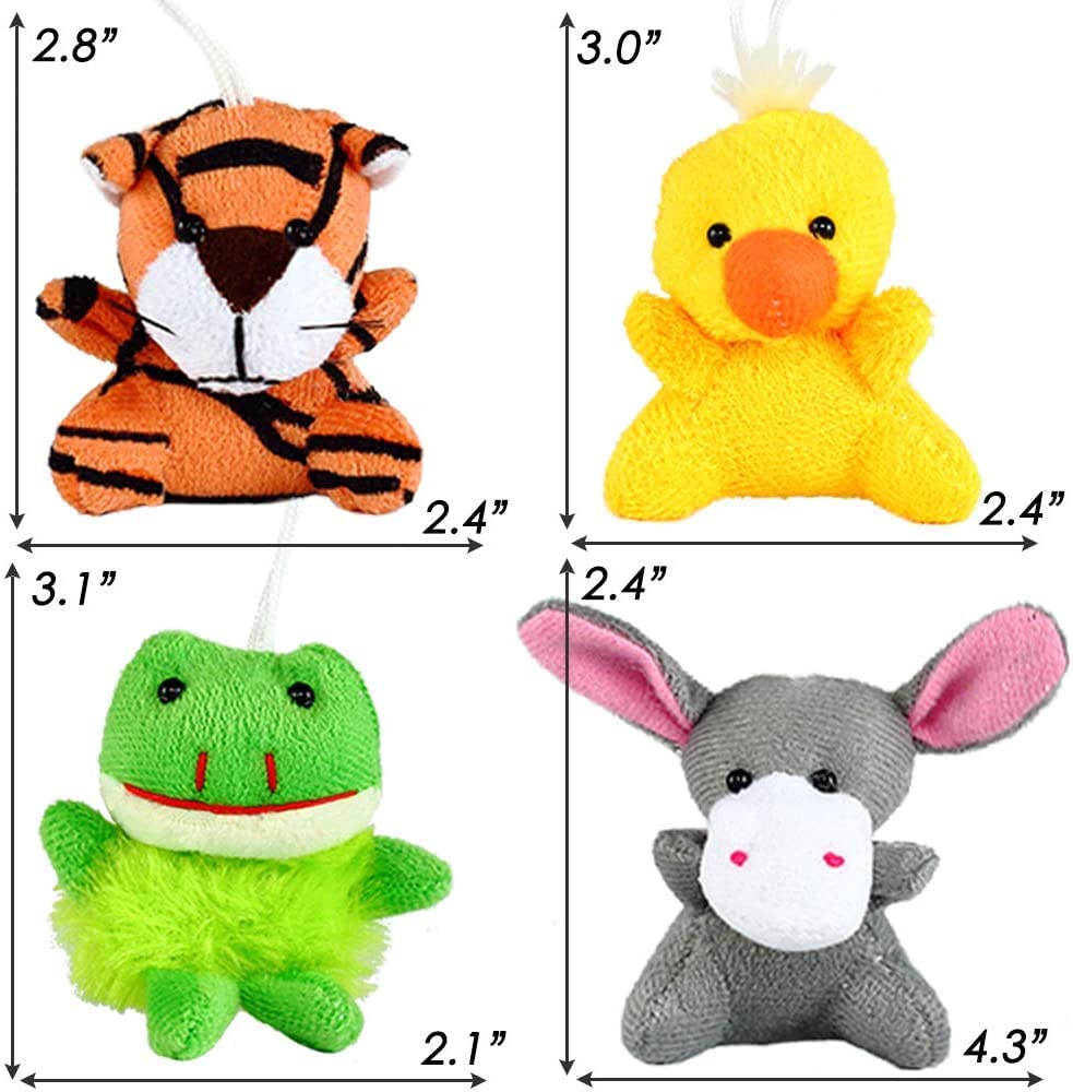 32 Pack Cute Small Stuffed Animal Keychain Set for Party Favors, Goodie Bag Fillers, Carnival Prizes Box for Kids, Mini Plush Toy Assortment for Classroom Rewards