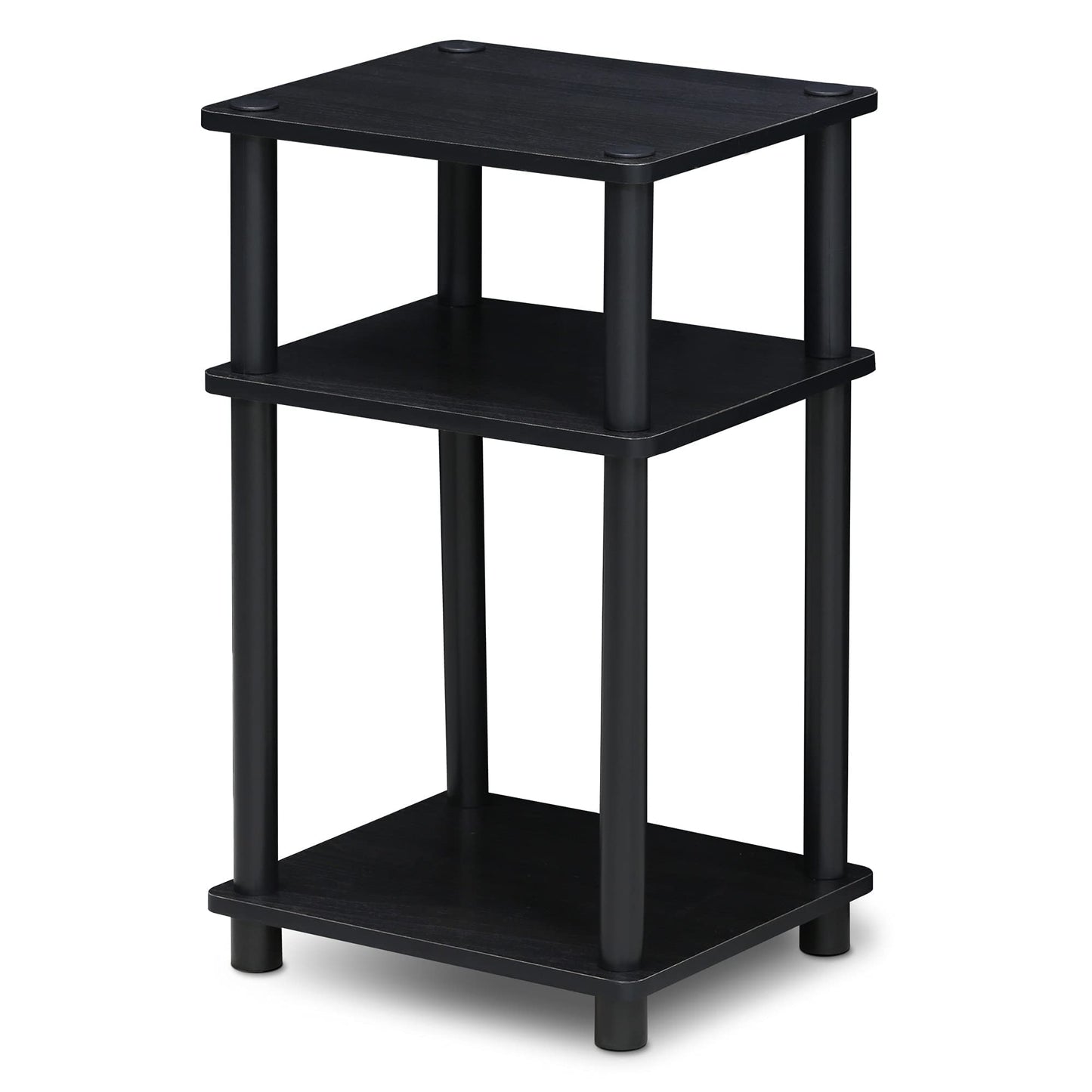 Furinno Just 3-Tier Turn-N-Tube End Table, Side Table, Nightstand, Americano/Black 1-Pack