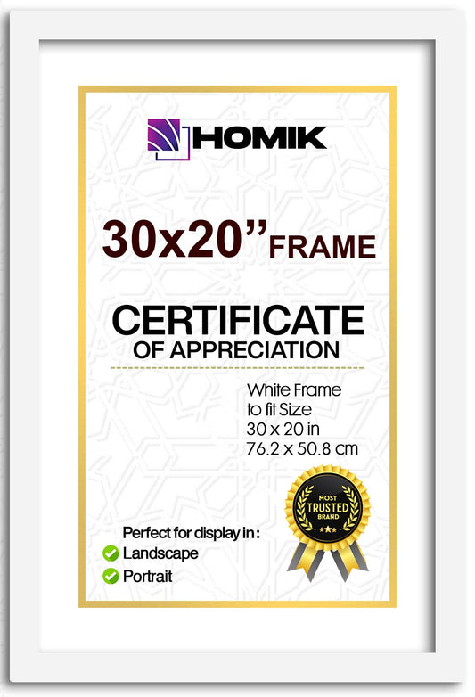 HOMIK 30 x 20 inch White Photo Picture Display Frame With Elegant Classic Design - Home Décor Frame Perfect For Gifting