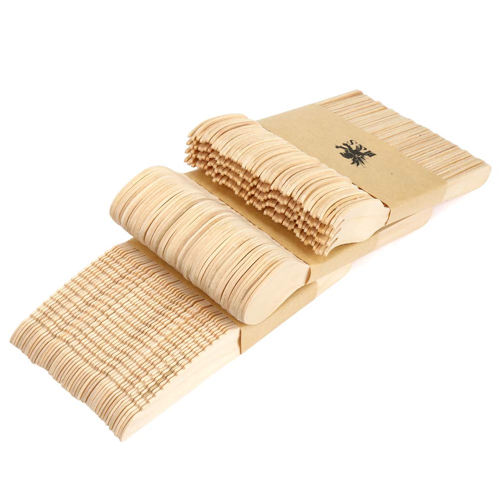 H&S 150pcs Wooden Cutlery Set Disposable Biodegradable Wood Eco Friendly for Picnic Party - 50 Forks, 50 Knives, 50 Spoons