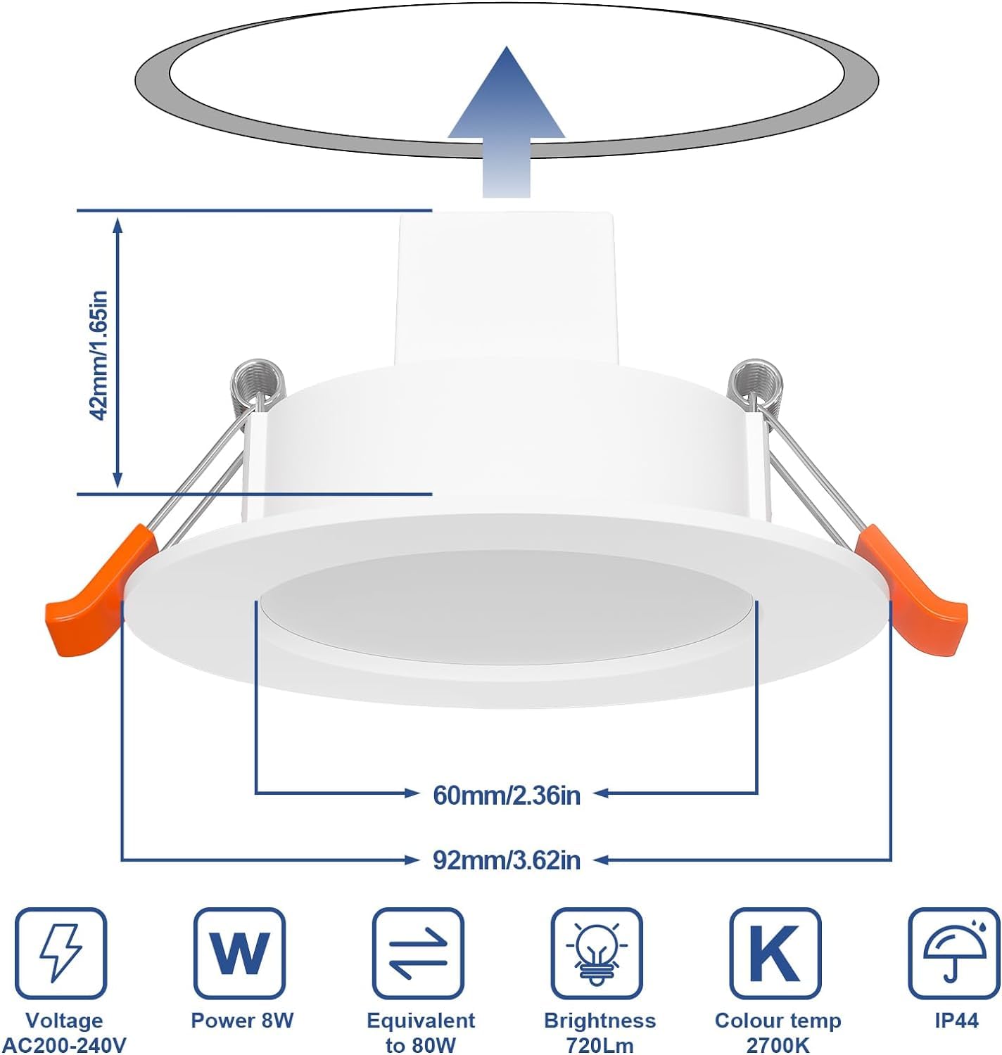 HYDONG LED Downlights for Ceiling Compatible with Alexa, 8W LED Recessed Ceiling Light, Smart 2700K~5700K Tunable Bluetooth Spotlights, IP44 Ceiling Lights for Bedroom Kitchen Living Room, 6 Pack