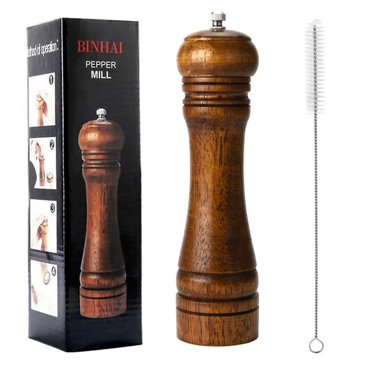 BINHAI Wooden Pepper Mill Pepper Grinder Kit Manual mills Solid With Strong Adjustable Ceramic Grinders Set 8 Inches B Wooden Pepper Mill