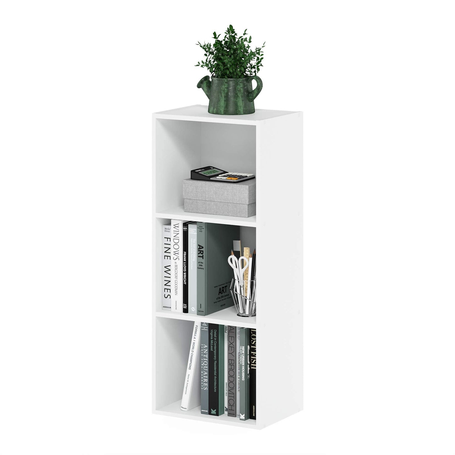 Furinno Pasir 3-Tier Open Shelf Bookcase, White 3-Tier Cube