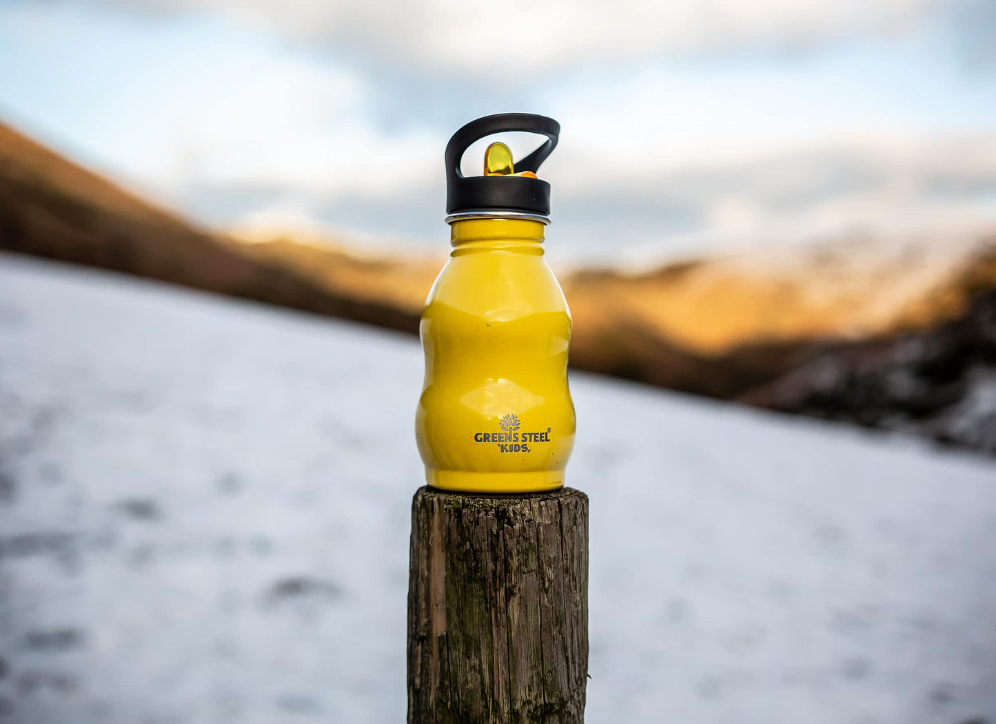 Kids Water Bottle - 350ml, Yellow | Stainless Steel | Upgraded Leak Proof Lid With Straw & Handle for Children | Easy Sip Toddler Cup | Eco Friendly Drinks Bottle | Great for a Lunch box or Gift