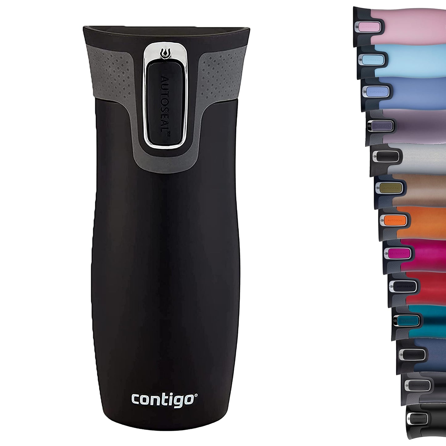 Contigo West Loop Autoseal Travel Mug, Stainless Steel Thermal Mug, Vacuum Flask, Leakproof Tumbler, Coffee Mug with BPA-free Easy-Clean Lid Matte Black