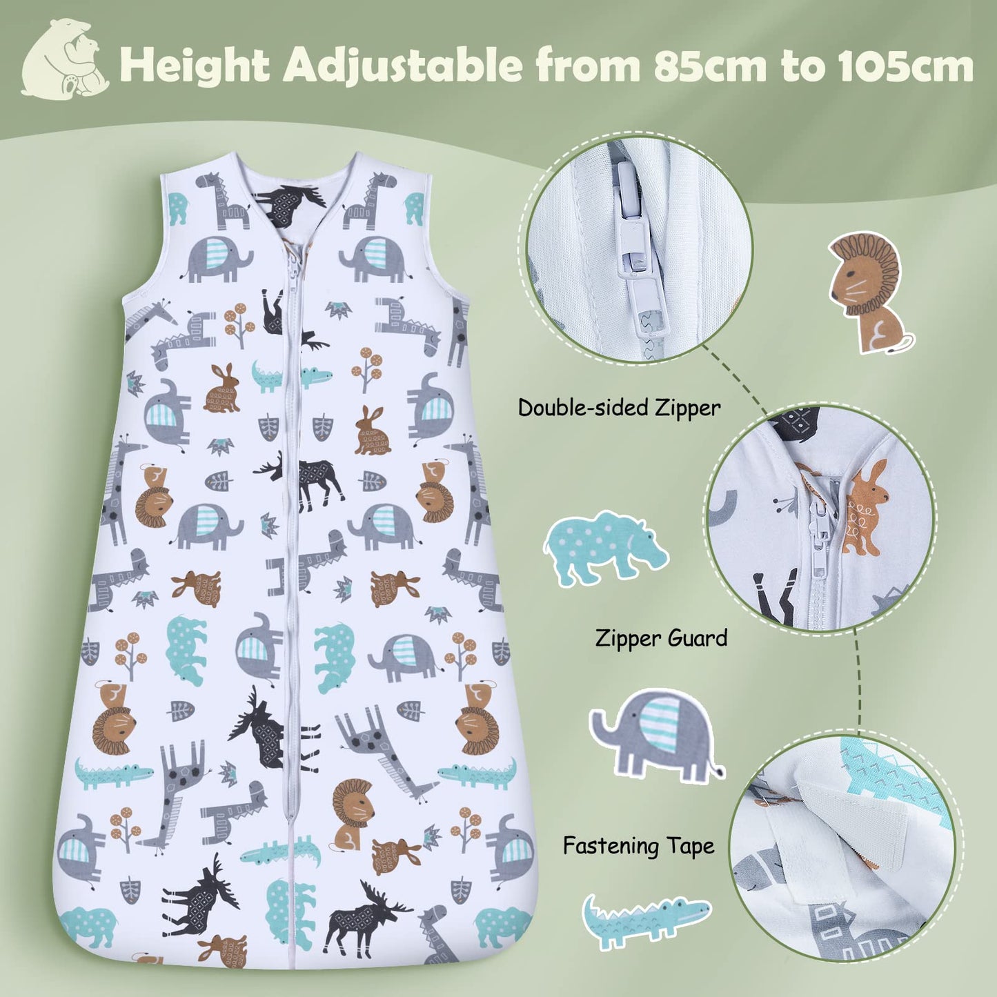 Lictin Baby Sleeping Bag 0.5 Tog - Baby Wearable Blanket Sleeping Sack Baby 2pcs Baby Swaddle Sack Blanket Sack with Adjustable Length 90-110cm for Infant Toddler 18 to 36 Months 18-36 Months (Pack of 1)