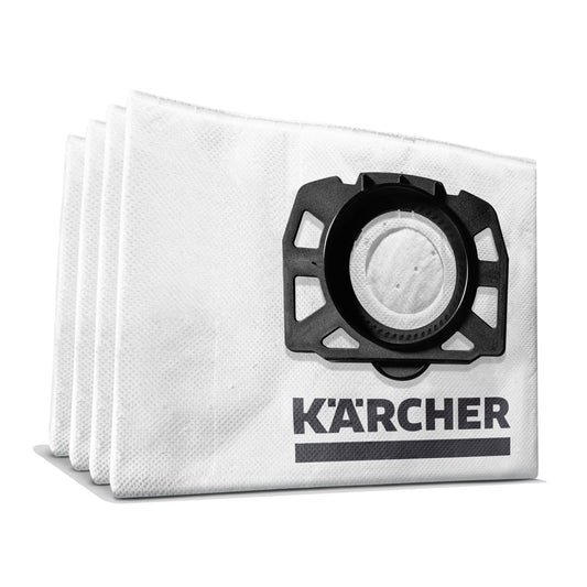 Kärcher Original Fleece Filter Bag KFI 357: 4 pieces, 3-ply, extremely tear-resistant and robust, custom-fit for Kärcher Wet and Dry Vacuum Cleaners and Carper Cleaners, SKU: 2.863-314.0,White