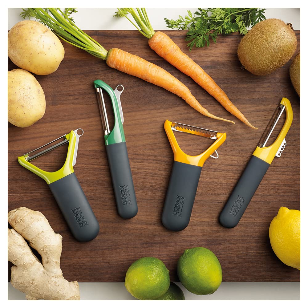 Joseph Joseph Y Shaped Stainless Steel Peeler, Vegetable peeling, Potato eye remover & scraping blade, Dishwasher safe - Green