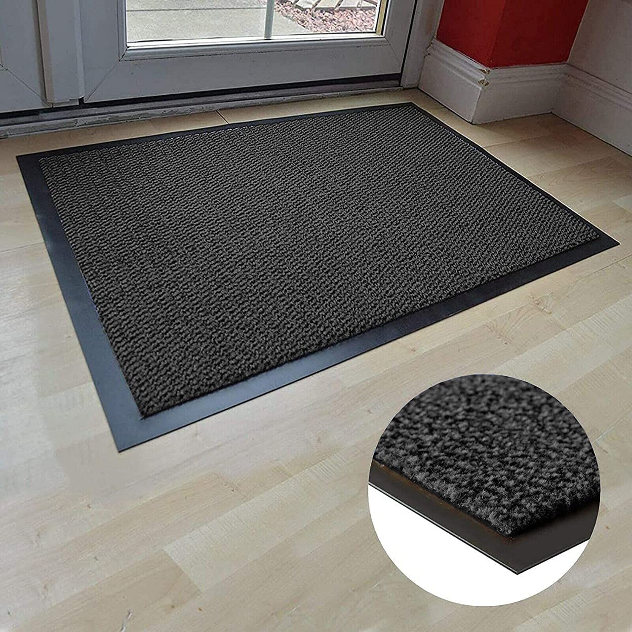 Abaseen Dirt Trapper Door Matts Indoor | Non Slip Rubber Backed Door Mats Outdoor | Heavy Duty Super Absorbent Doormats | Kitchen Mat | Floor Mat | Small, Medium, Large, Extra Large Washable Door Mat Gray 60x80 cm