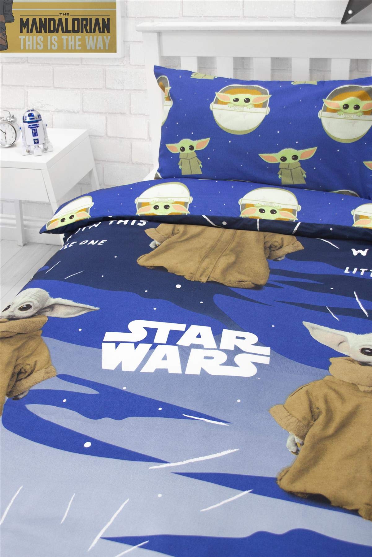 Baby Yoda Single Duvet Cover | Star Wars Mandalorian Night Duvet | Officially Licensed Microfibre Reversible Two Sided Design