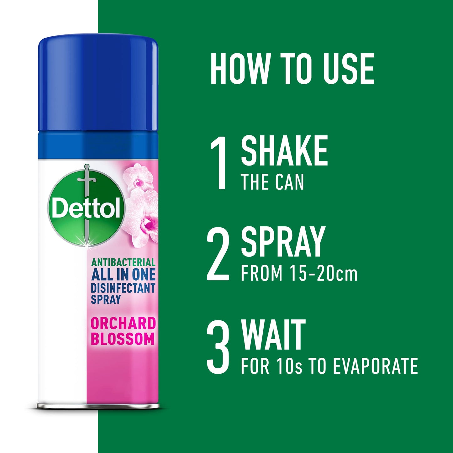 Dettol All-in-One Disinfectant Spray Pack of 6 Antibacterial Disinfectant Spray, 2 x Lemon Breeze, 2 x Crisp Linen and 2 x Orchard Blossom 400 ml x 6