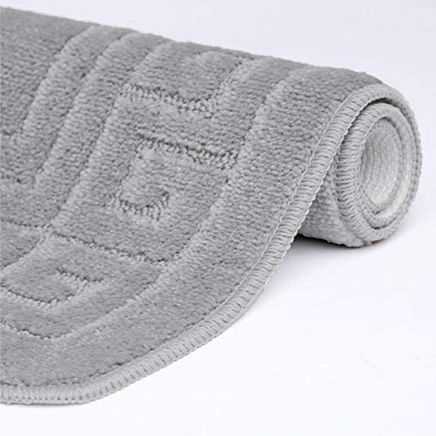 EDS New 2 Piece Bath Mat New Greek Style Set Non-Slip 13 Colours by 247 TRADERS (Silver) Silver