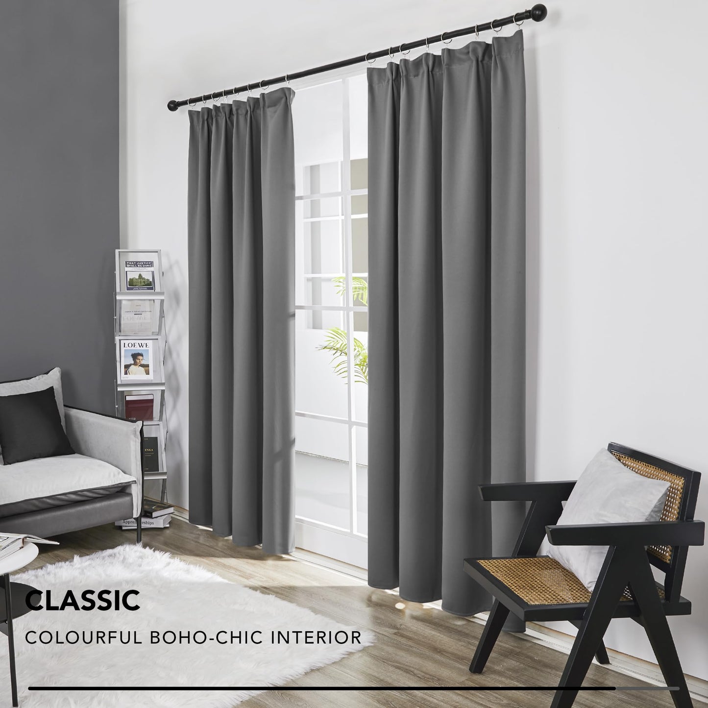 Deconovo Grey Blackout Curtains Thermal Curtains Super Soft Pencil Pleat Blackout Curtains Bedroom 46 x 54 Drop Inch Light Grey Two Panels W46 x L54