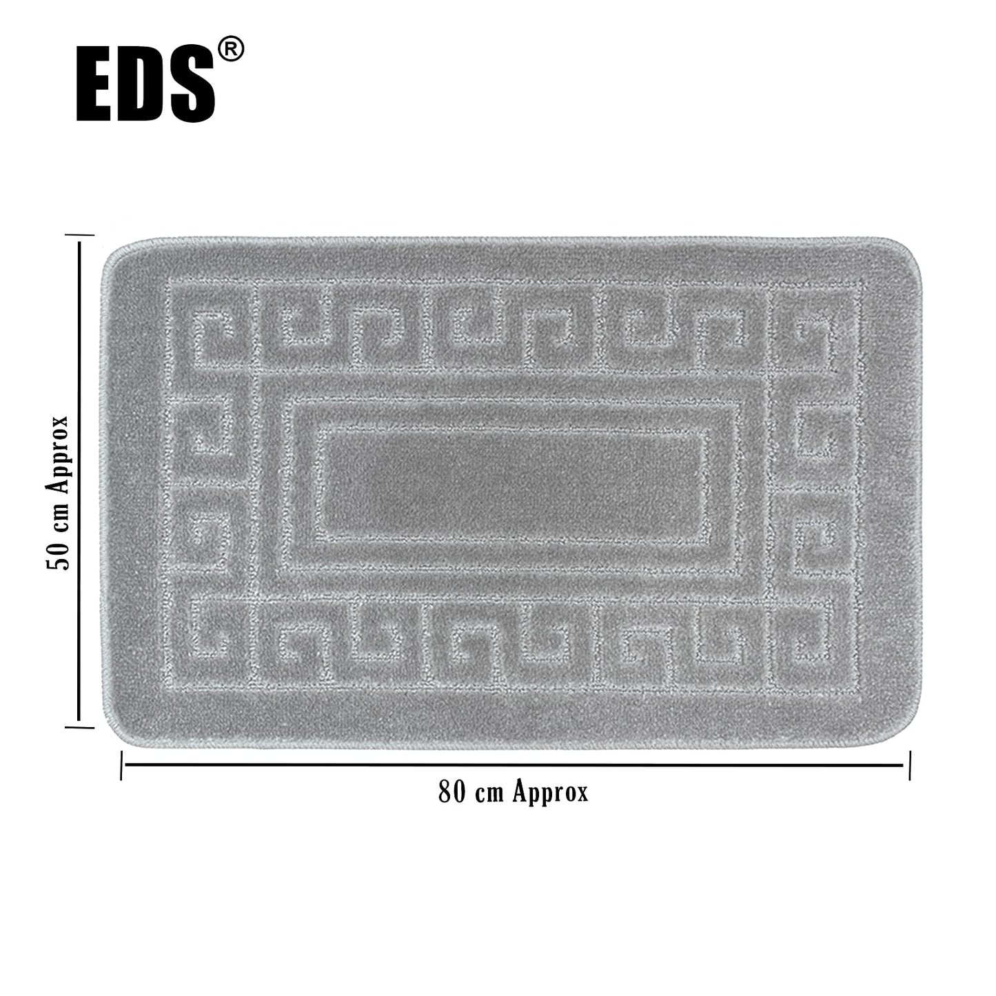 EDS New 2 Piece Bath Mat New Greek Style Set Non-Slip 13 Colours by 247 TRADERS (Silver) Silver