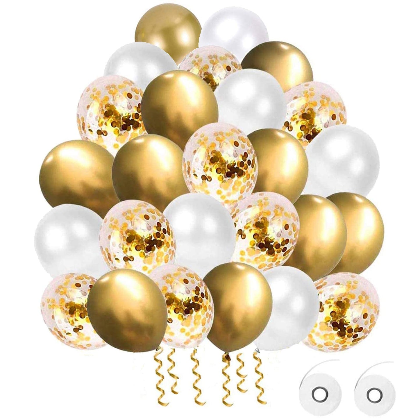 Flow.month 60 Pieces Balloons Set, 12 Inches Golden Balloons Metallic Latex Balloons Confetti Balloons Helium Balloons for Wedding Birthday Graduation Bridal Shower Baby Shower Party Decoration Gold