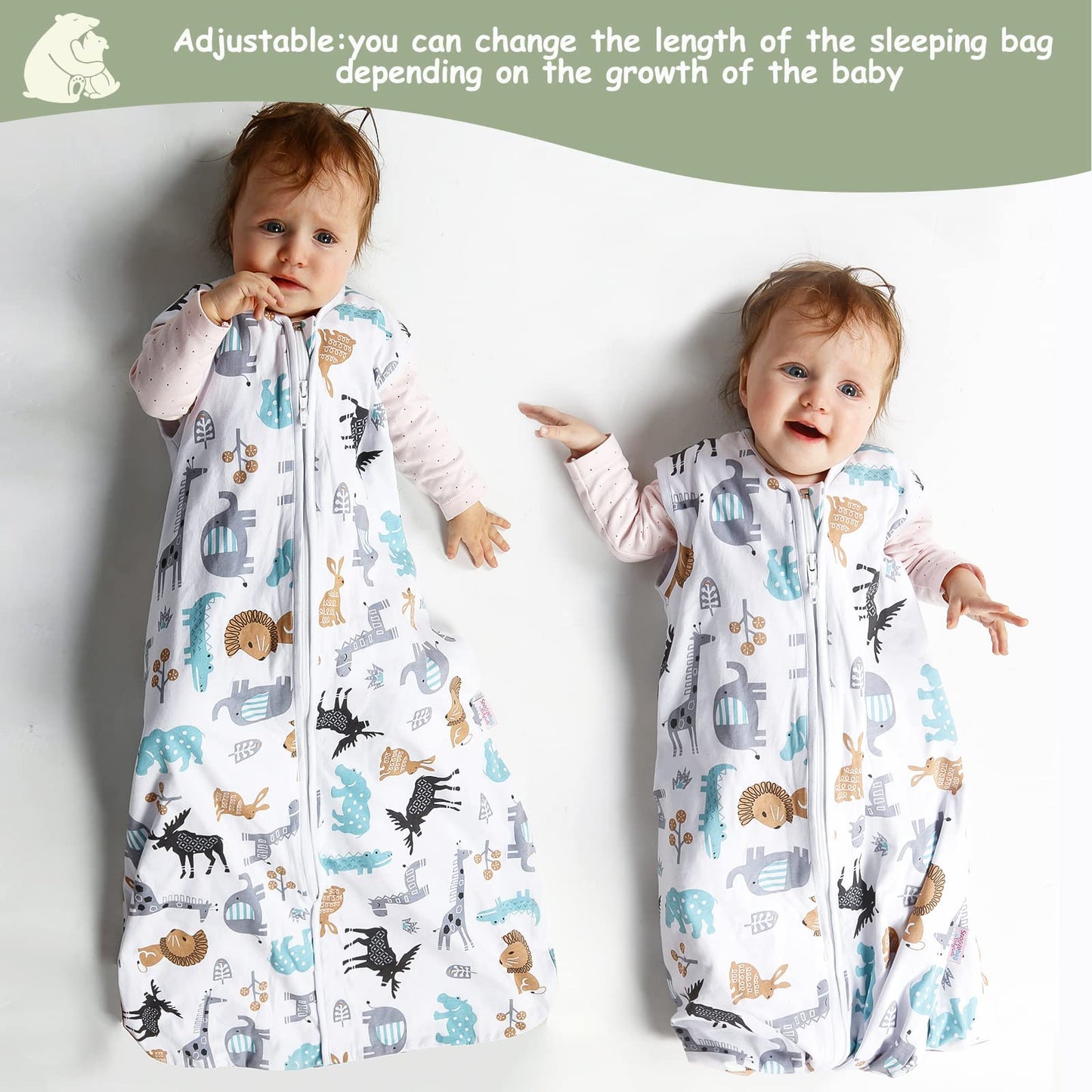 Lictin Baby Sleeping Bag 0.5 Tog - Baby Wearable Blanket Sleeping Sack Baby 2pcs Baby Swaddle Sack Blanket Sack with Adjustable Length 90-110cm for Infant Toddler 18 to 36 Months 18-36 Months (Pack of 1)