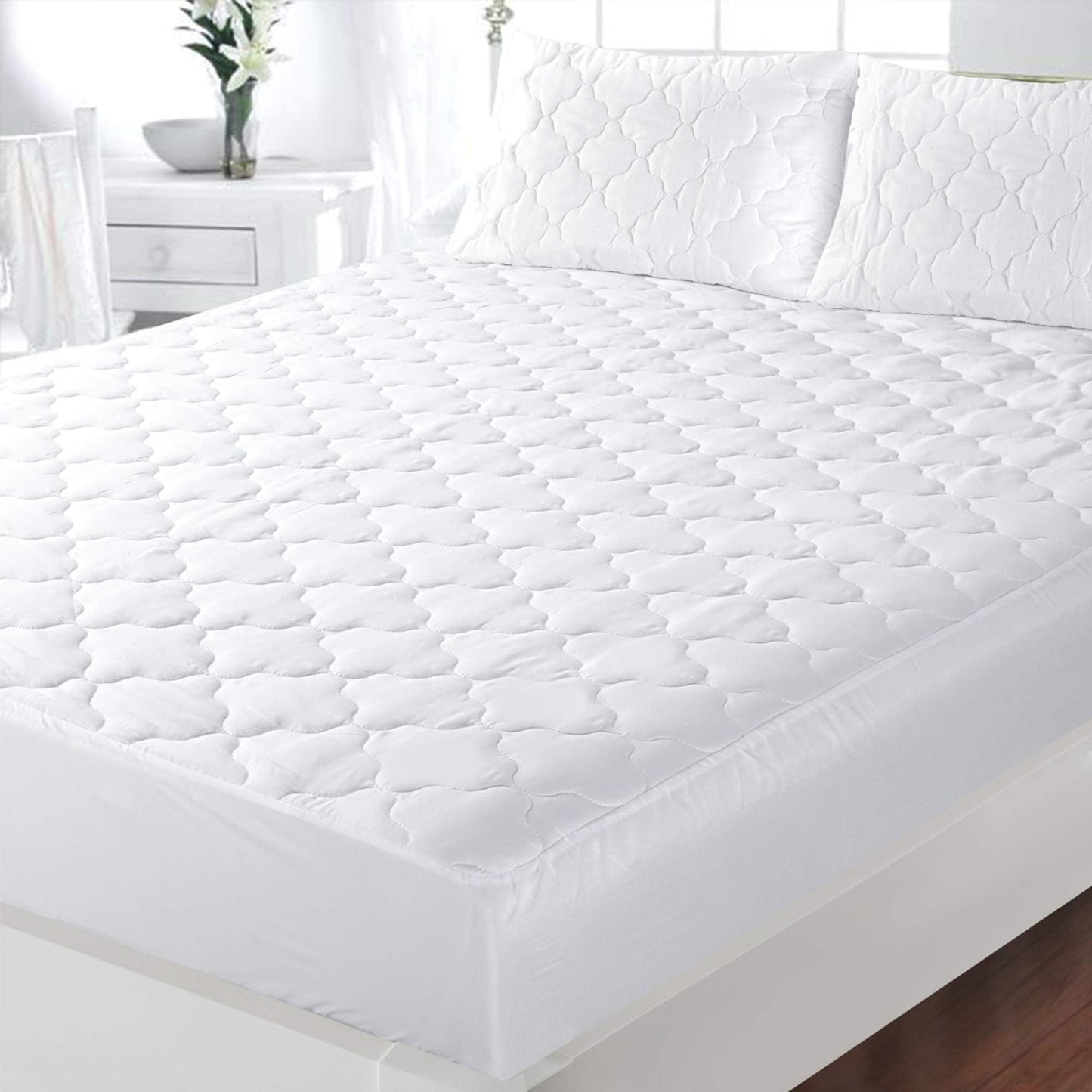 ZNR® Triple Filled Quilted Mattress Protector | Mattress Toppers Double | 40 CM Extra Deep Skirt | Fitted Sheet Style Bed Cover | Hypoallergenic | Dust Mite Proof | Breathable | Noiseless…