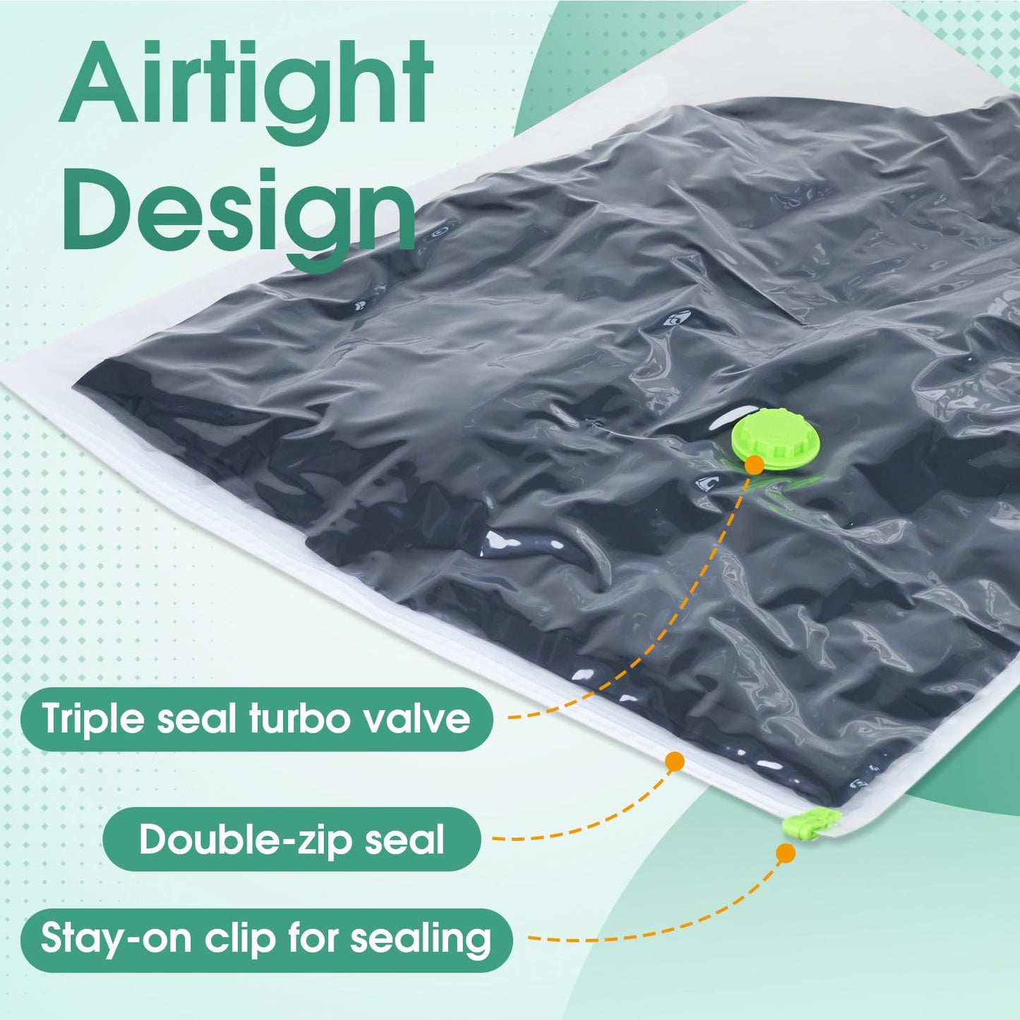 HEAVY DUTY 8 VACUUM STORAGE BAGS by Gorilla Bags. 4 Large (100x80cm), 4 Medium (60x80cm). Double Zip Seal & Unique Turbo Valve Keeps Items Compressed For Longer 4 Large, 4 Medium