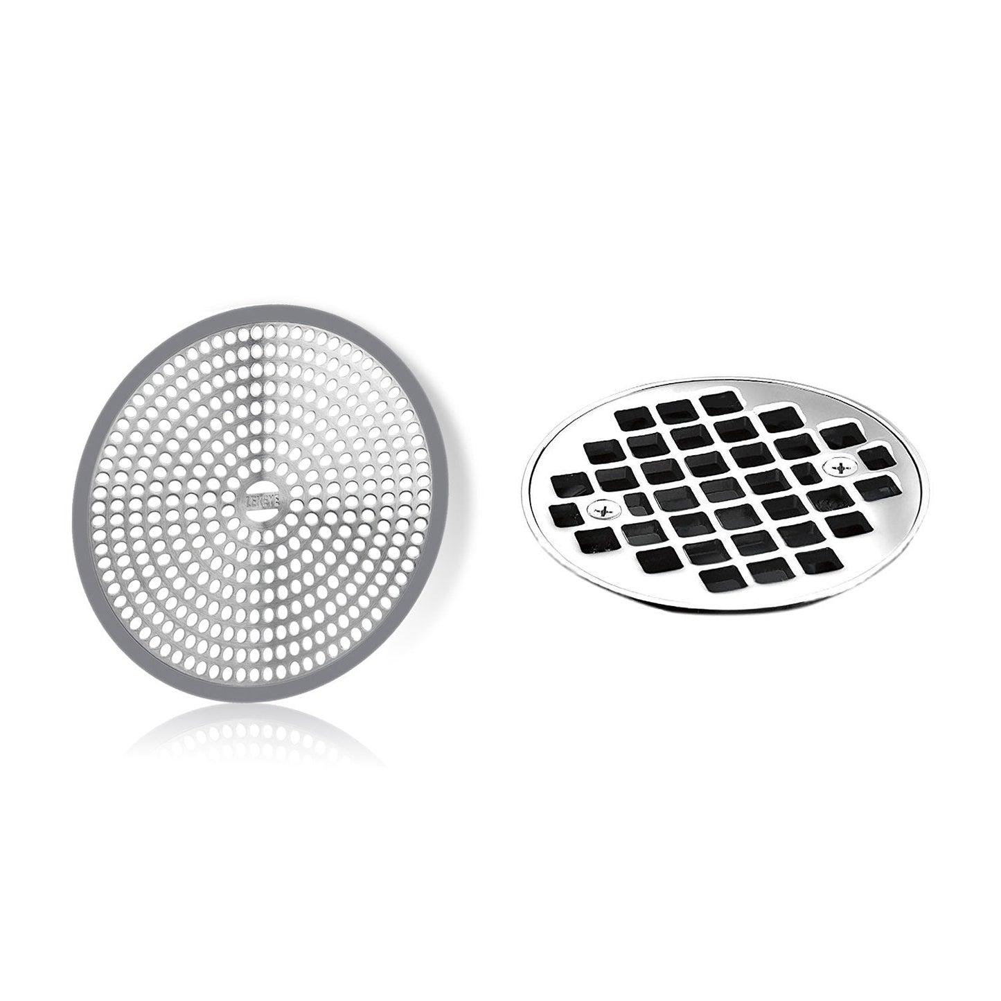 LEKEYE Shower Drain Hair Catcher/Strainer/Stainless Steel and Silicone Silver