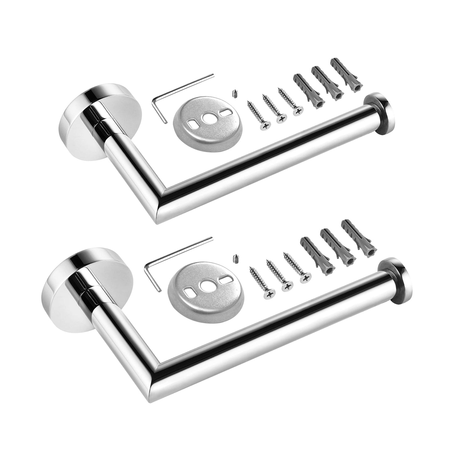 HITSLAM Toilet Roll Holder Wall Mounted SUS 304 Stainless Steel Silver Toilet Paper Holder Waterproof Rotateproof Loo Roll Holder for Bathroom - Chrome - 2 Pack 2 Pack （Vertical ) Polished Chrome