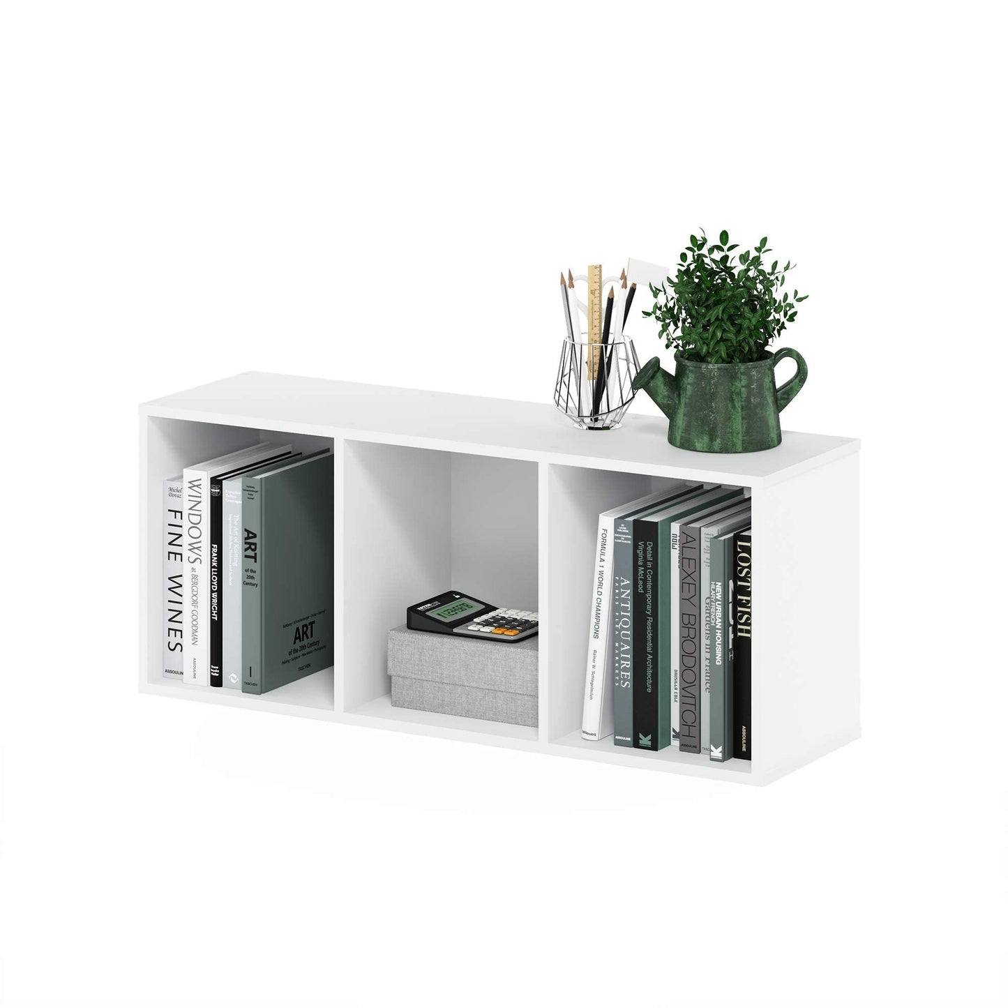 Furinno Pasir 3-Tier Open Shelf Bookcase, White 3-Tier Cube