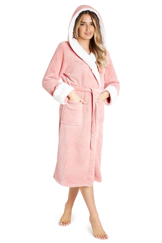 CityComfort Dressing Gown Women, Fluffy Bath Robes for Women, Gifts for Her L Dusky Pink