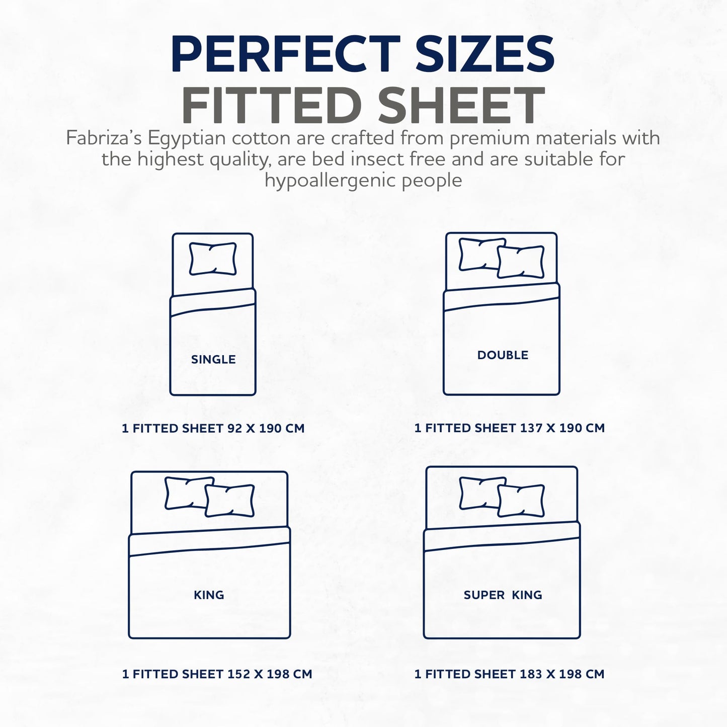 Fabriza 100% Egyptian Cotton Fitted Sheet, Comfortable and Soft Breathable Bed Sheets, Anti-Allergy, Bed Bug Proof, Easy to Use and Elastically Fit Around Your Mattress (White, King) White