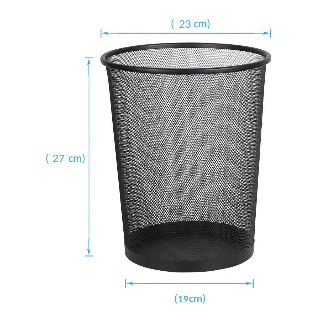 DIVCHI Circular Mesh Wastebasket Trash Can, Waste Basket Garbage Can Bin for Bathrooms, Kitchens, Home Offices, Dorm Rooms(BLACK) Black