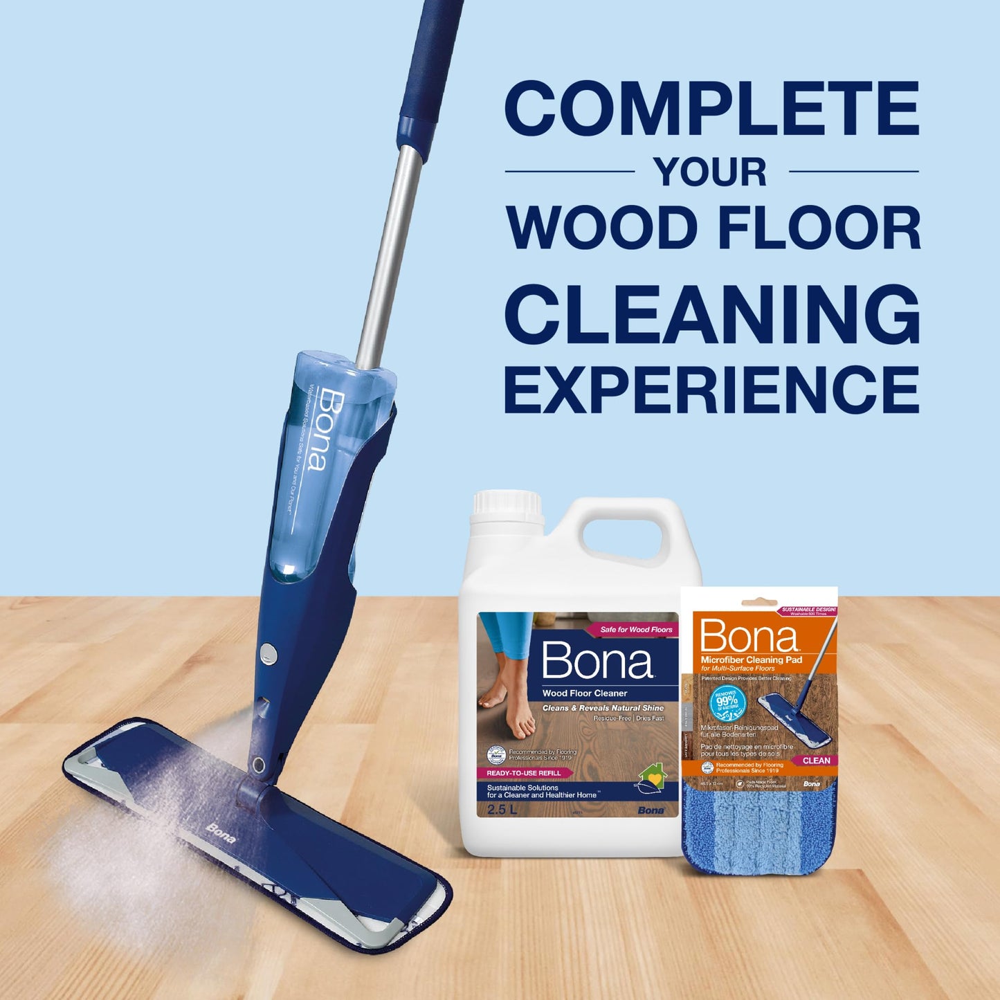 Bona Wood Floor Cleaner Refill - for use with Bona Spray Mop Kit, 2.5l