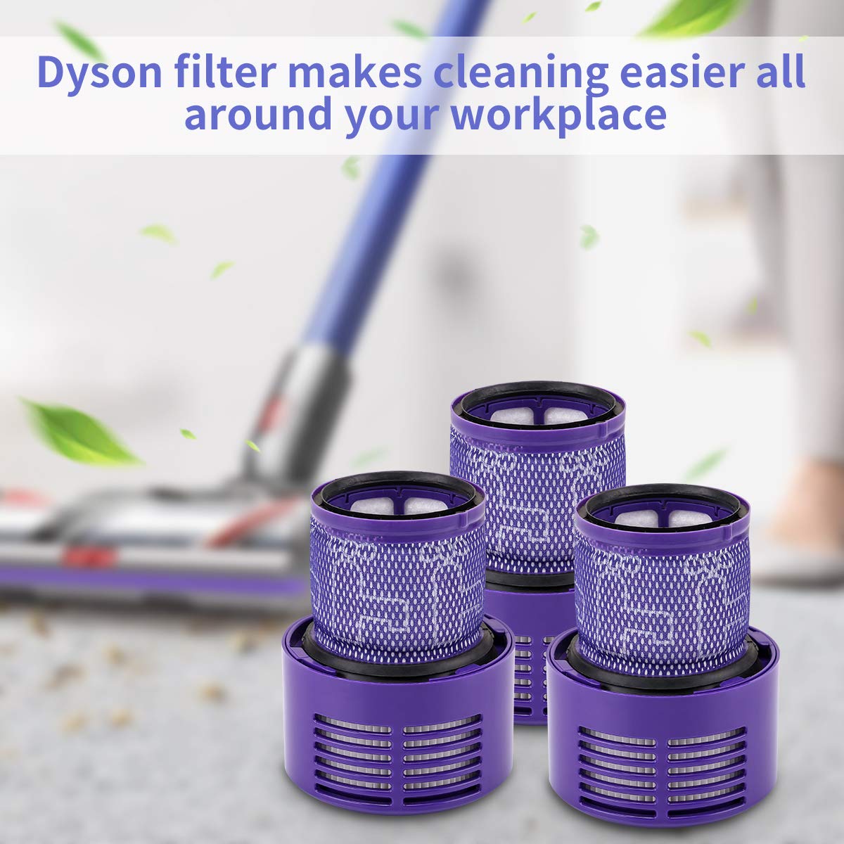 Dyson V10 Filters, morpilot 3 Pack Dyson V10 Replacement Filters for Dyson V10 Cyclone Series, V10 Absolute, V10 Animal, V10 Total Clean, Replace Dyson Part # 969082-01.(3 Pack) v10-3