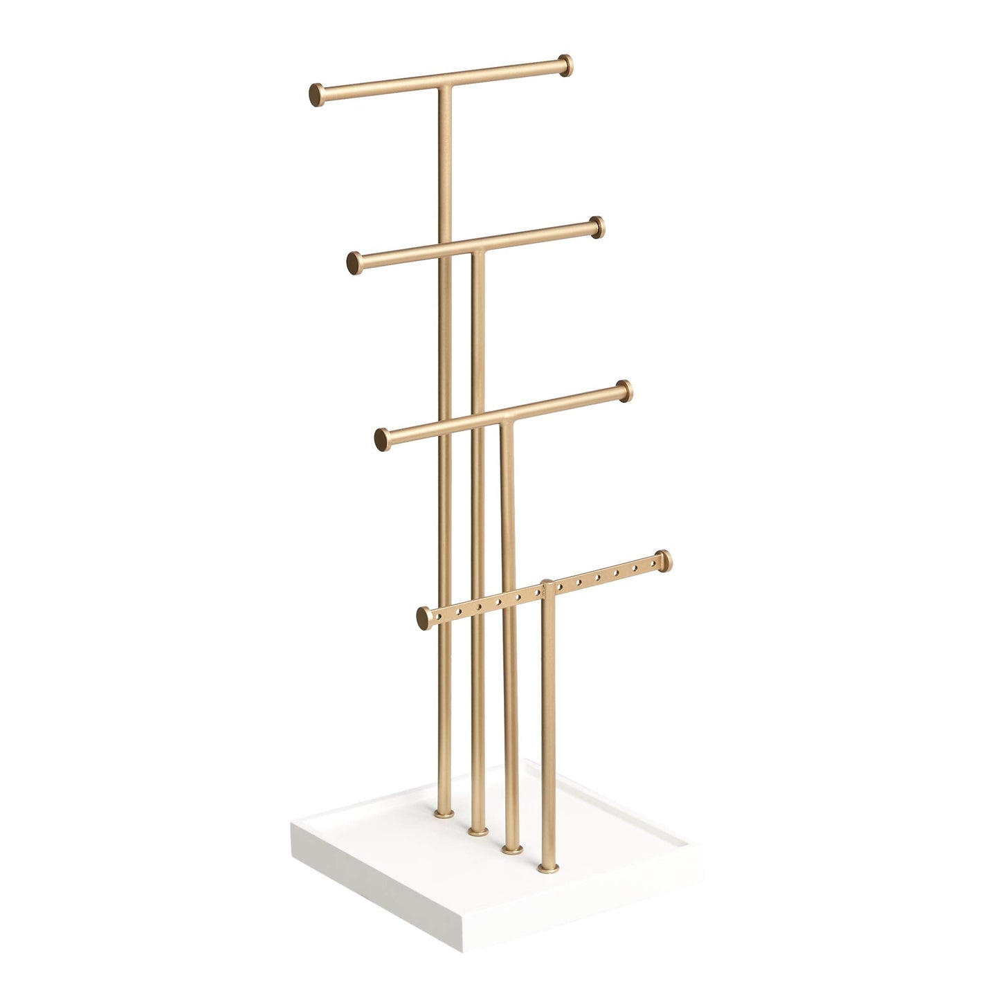 Amazon Basics Four-Tiered Jewellery Tree Stand - White/Brass