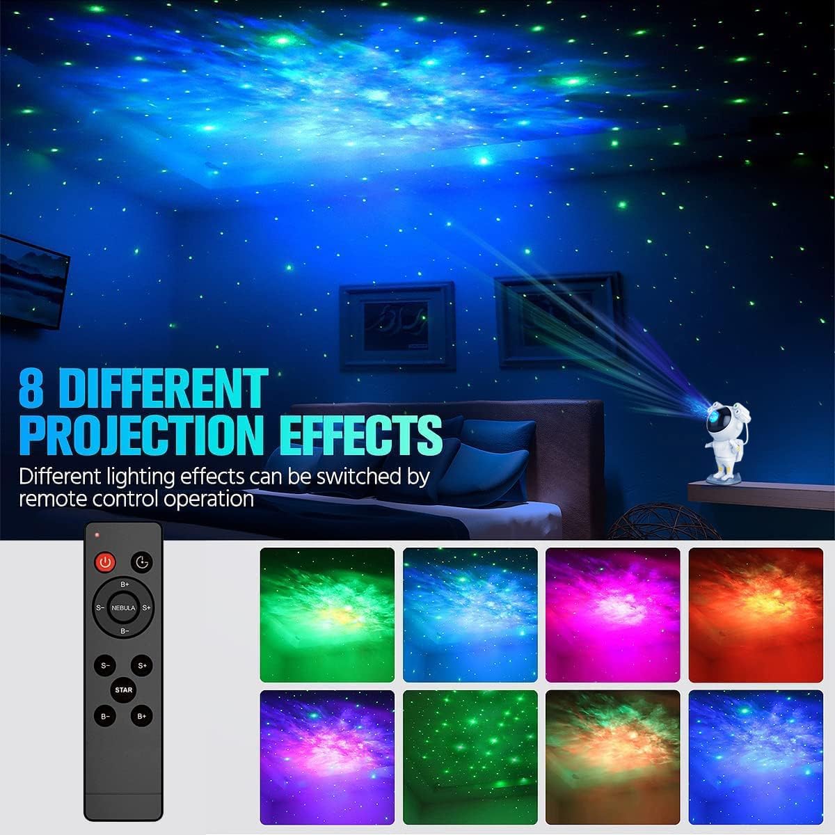 Dienmern Astronaut Galaxy Star Projector Starry, Astronaut Projector with Nebula,Timer and Remote Control, Bedroom and Ceiling Projector, Best Gifts for Children and Adults Astronaut Light Projector1.0