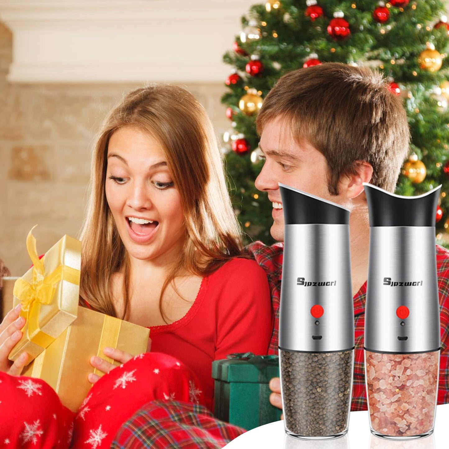 Electric Salt and Pepper Grinder Set: - USB Rechargeable Gravity Sensor Electric Pepper Mill Set - Automatic Pepper Grinder Refillable with Adjustable Coarseness, One Hand Operation(2 Pcs) Silver*2